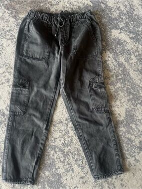 EUC Miou Muse Washed Black Cargo Jeans—size Large